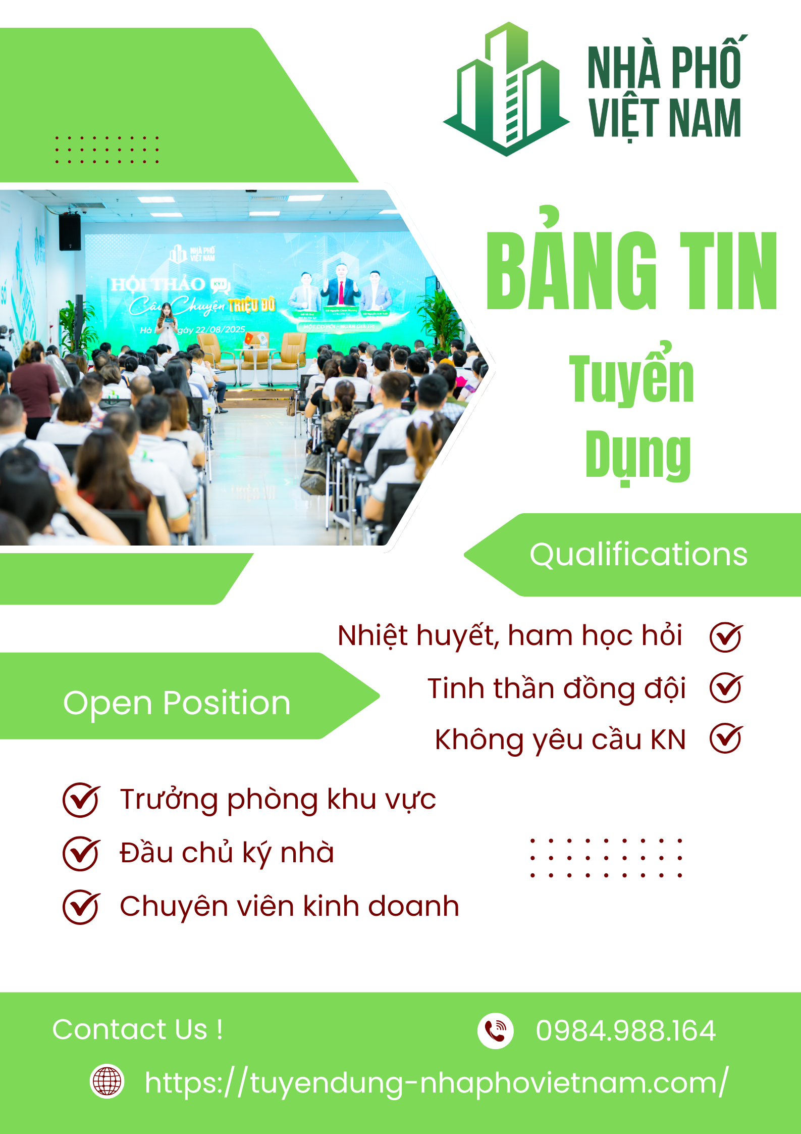 TUYỂN DỤNG THÁNG 10 – NHÀ PHỐ VIỆT NAM